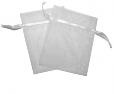 12x White Organza Gift Bags 9 x 7cm