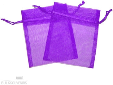 12x Purple Organza Gift Bags 9 x 7cm