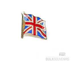 12x Wavy Union Jack Flag Pin Badges