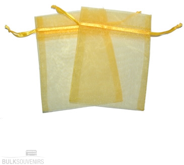 12x Yellow Organza Drawstring Gift Bags 9 x 7cm